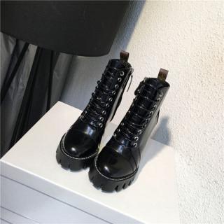 【可人家】2016新款冬季歐美明星同款真皮粗跟女神定製女鞋短靴