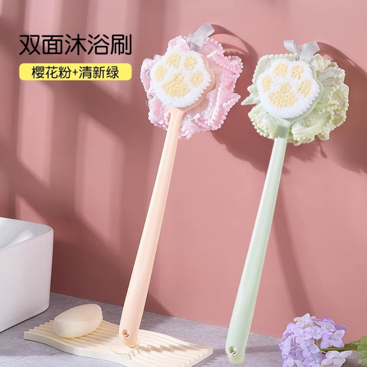 搓澡软毛沐浴刷女士专用洗澡神器浴花双面不求人搓背长柄后背刷子