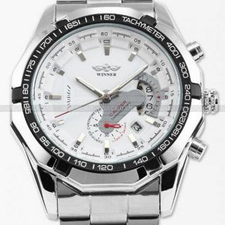 winner经典钢带日历 全自动机械表男表白韩国学生新潮手表腕表