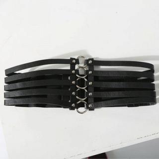 欧美街拍气质交叉绑带马甲欧式收腰束腰修身皮宽腰封腰带朋克时髦