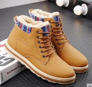 雪地靴男冬季保暖加绒2017新款韩版潮流高帮加厚棉鞋男英伦马丁靴