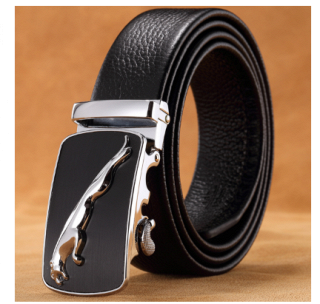 頭層牛皮皮帶男韓版真皮自動扣男士腰帶捷豹青少年中年商務褲帶男